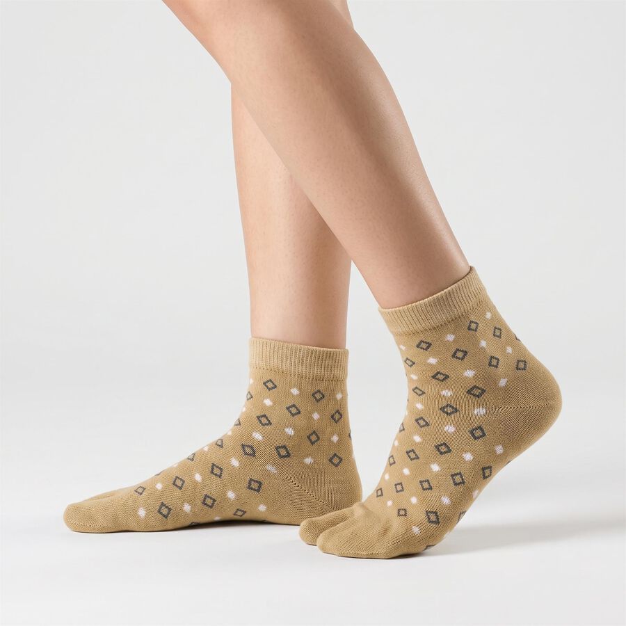 Women Beige Regular Fit Toe Design Pack of 1 Socks, गहरा पीला, large