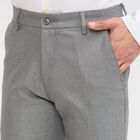 Men's Light Grey Slim Fit Formal Trousers, Light Grey, small