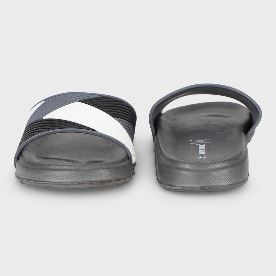 Men's Black Slip-On Sliders, काला, large
