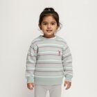 Infants Light Sage Green Crew Neck Striped Pullover, Light Green, small image number null