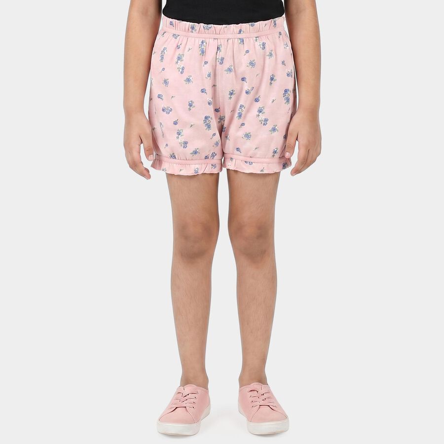 Girls Pink Regular Fit Floral Bloomer, हल्का गुलाबी, large