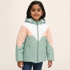 Girls Light Mint Green Hooded Casual Jacket, Light Green, small image number null