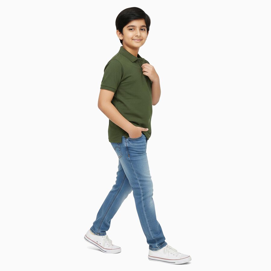 Boys' Half Sleeves T-Shirt, Olive, large image number null