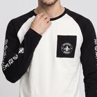 Men's White Crew Neck Raglan T-Shirt, White, small