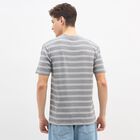 Men's Muted Green Round Neck Casual T-Shirt, Melange Light Grey, small
