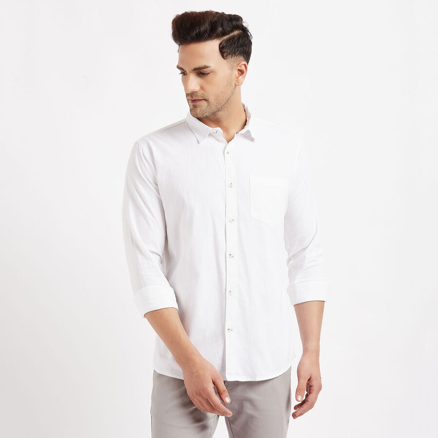 Cotton Solid Casual Shirt, White, large image number null