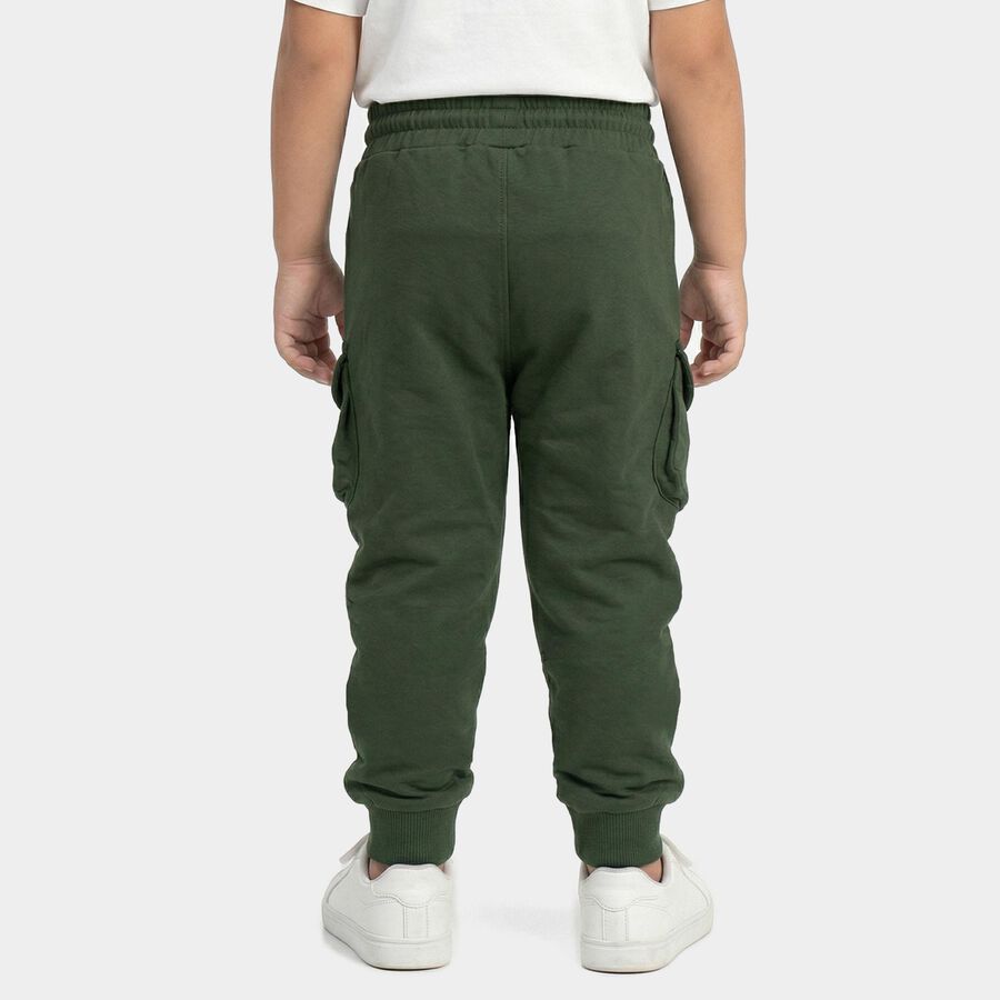 Boys' Green Cotton Cargo Pyjama with Ribbed Cuffs, ओलिव, large