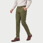Men's Slim Fit Casual Trousers, ओलिव, small