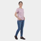 Women's Lilac Cotton Round Neck Casual T-Shirt, Lilac, small