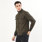 Men's Muted Olive High Neck Casual Jacket, Olive, small image number null