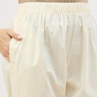 Women's Cotton Relaxed Fit Solid Palazzos, ऑफ व्हाइट, small