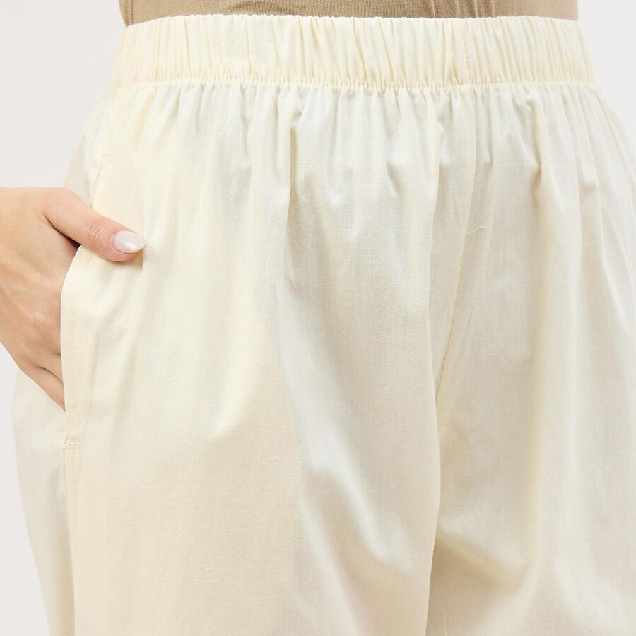 Women's Cotton Relaxed Fit Solid Palazzos, ऑफ व्हाइट, large