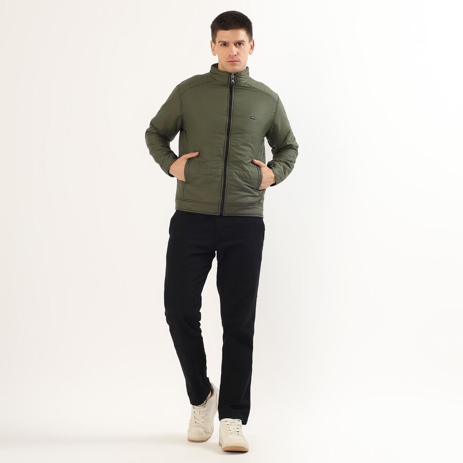 Men's Muted Olive High Neck Casual Jacket, Olive, large image number null