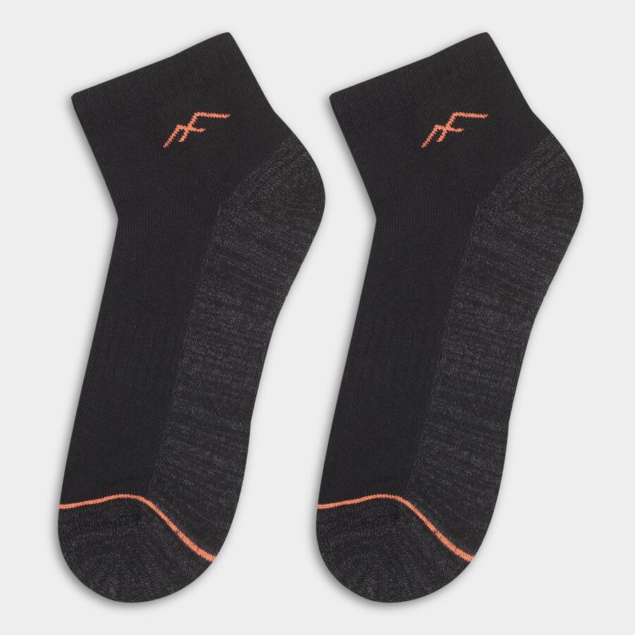 Men's Charcoal and Gray Ankle Socks with Contrast Toe, Black, large image number null
