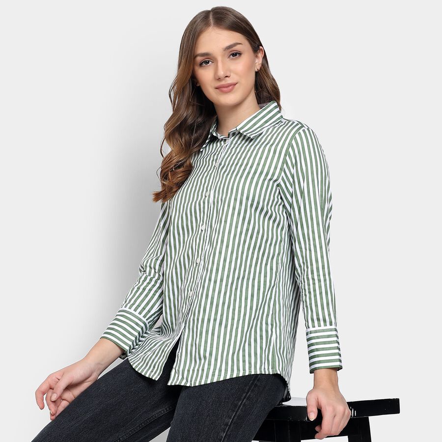 Ladies' 100% Cotton Shirt, Light Green, large image number null
