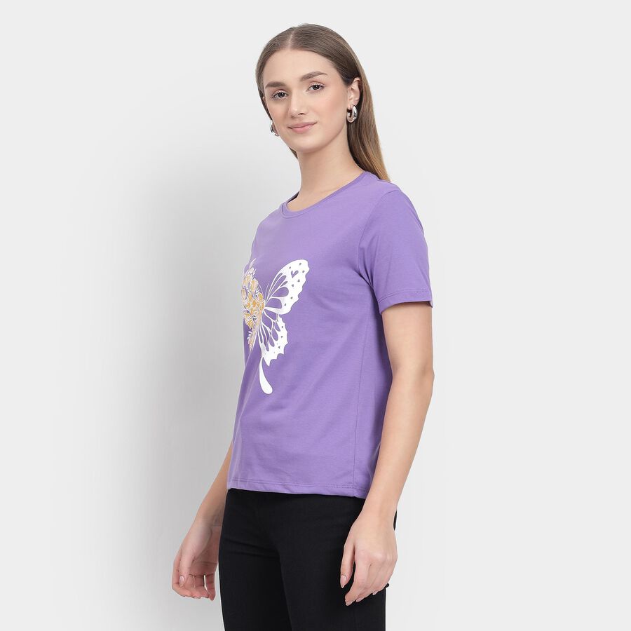 Ladies' Round Neck T-Shirt , बैंगनी, large image number null