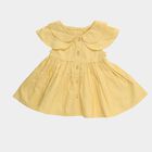 Infants' Light Yellow Cotton Peter Pan Collar Flared Frock, पीला, small