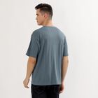 Men's Muted Steel Blue Round Neck Casual T-Shirt, Mid Blue, small image number null