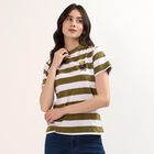 Women's Olive Round Neck Casual T-Shirt, Olive, small