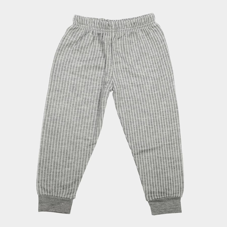 Boys Grey Striped Long Johns Thermal, Melange Light Grey, large