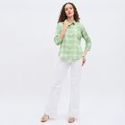 Women's Light Sage Green Checked Classic Shirt, Light Green, small image number null