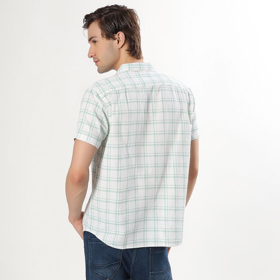 Men's Light Green Cotton Regular Collar Casual Shirt, Light Green, large image number null