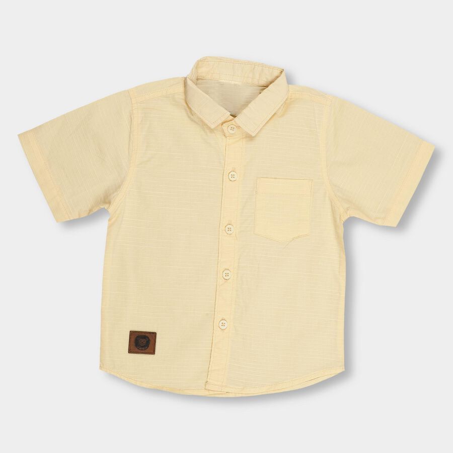 Infants' Light Yellow Cotton Classic Casual Shirt, Yellow, large image number null