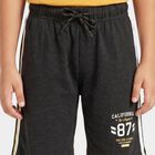 Boys' Black Regular Fit Printed Athletic Bermuda Shorts, चारकोल, small