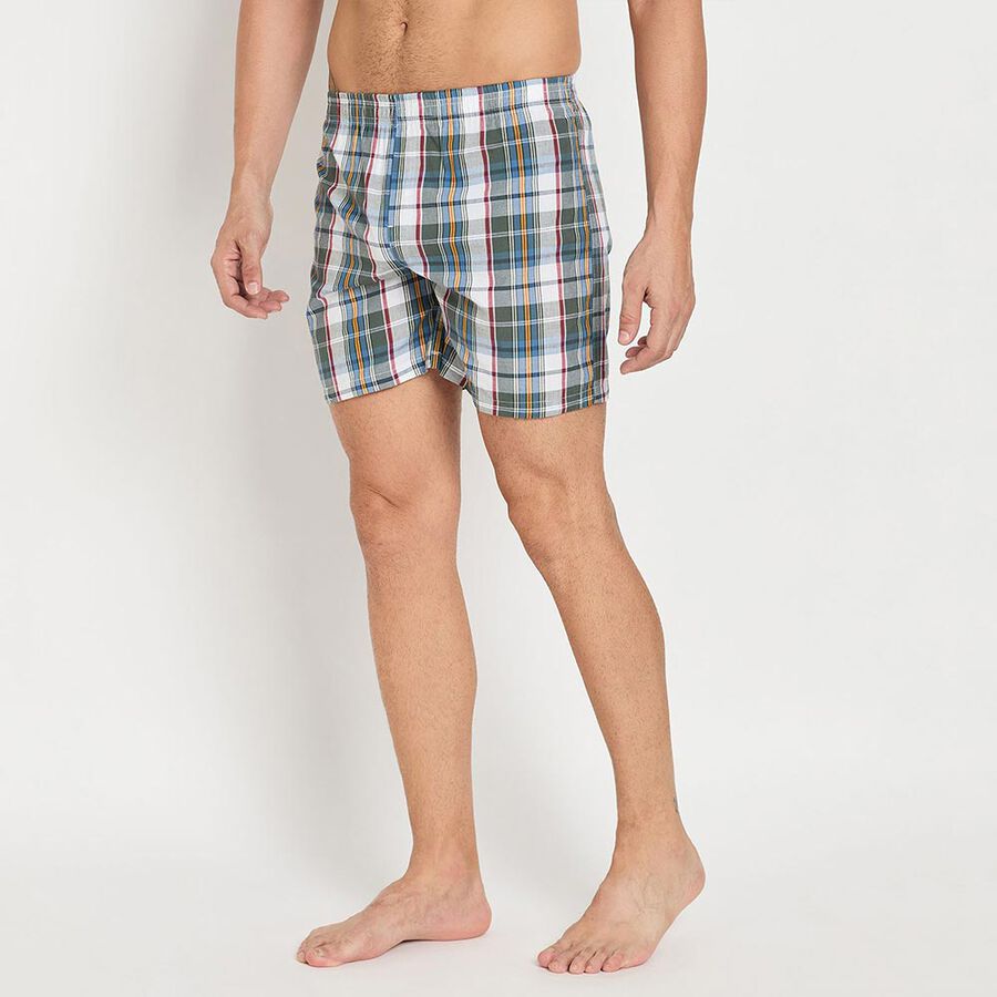 Men's 100% Cotton Boxers, मध्यम नीला, large image number null