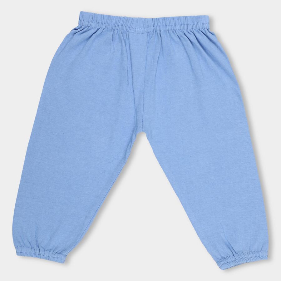 Infants Soft Eggshell White Cotton Pyjama, Mid Blue, large image number null