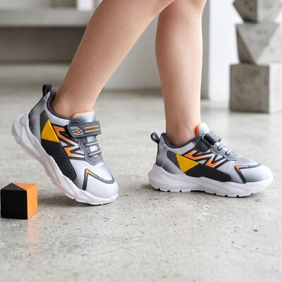 Boys Grey Velcro Strap Sneakers