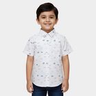 Boys White Cotton Half Sleeve Classic Casual Shirt, Off White, small