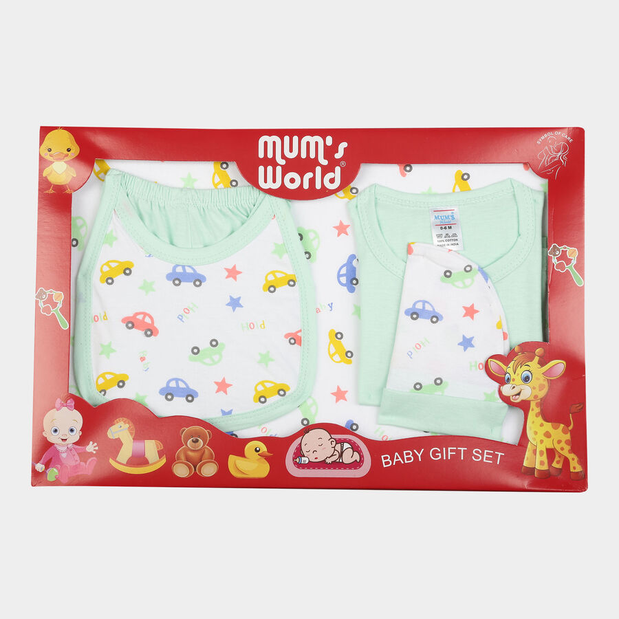 Infants Cotton Printed Baby Gift Set, Light Green, large image number null
