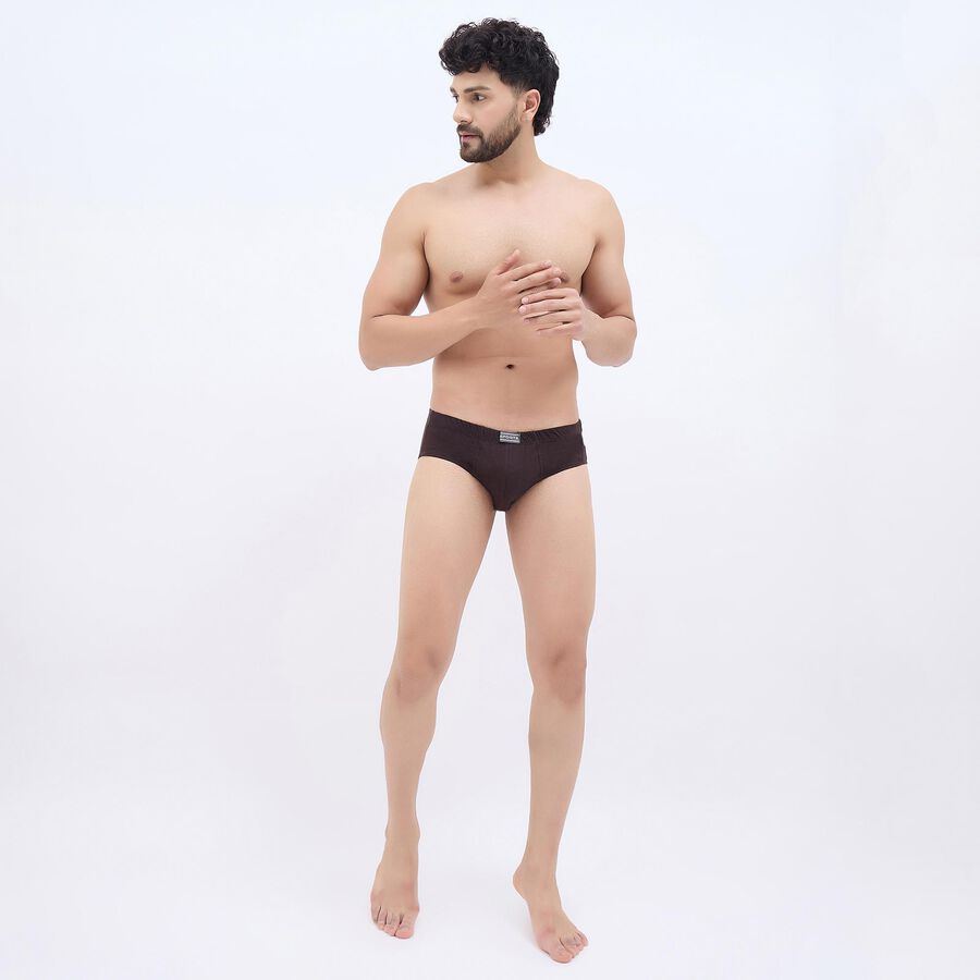 Men's 100% Cotton V-Cut Briefs, Brown, large image number null