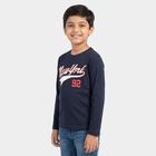 Boys Navy Blue Crew Neck Regular T-Shirt, नेवी ब्लू, small