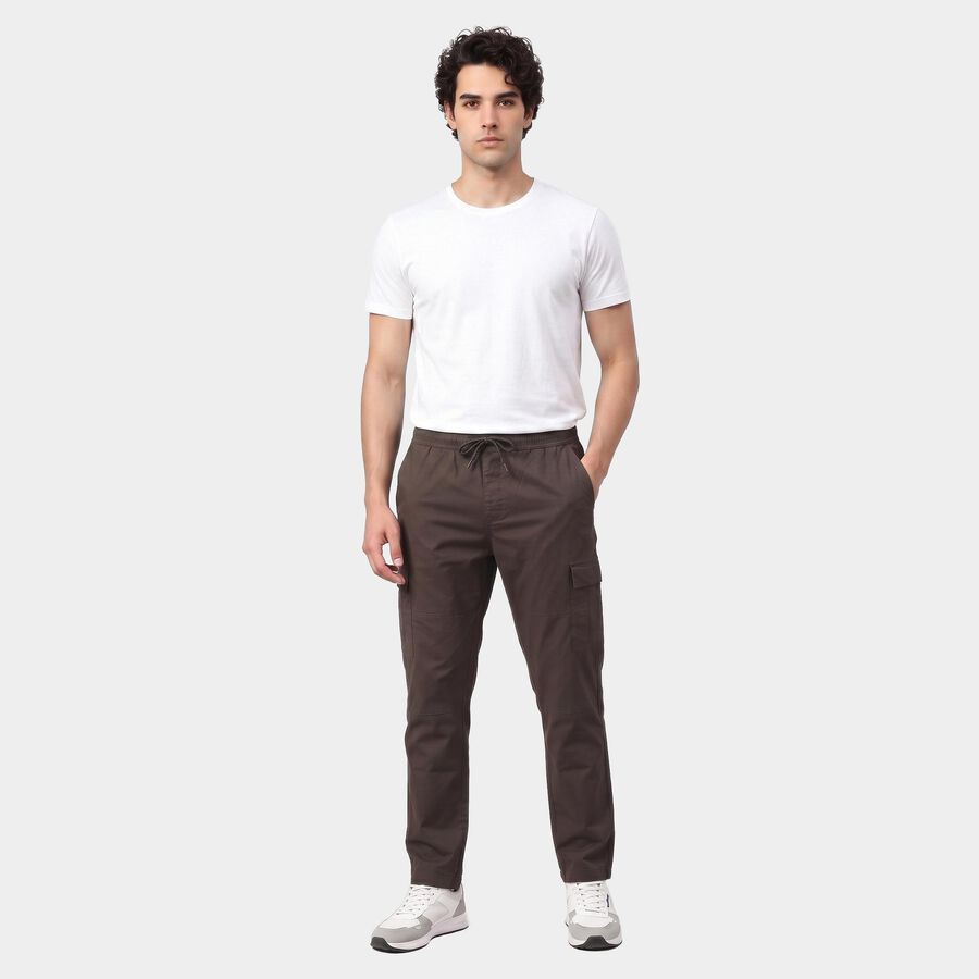 Men's Dark Grey Slim Fit Cargo Trousers, गहरा ग्रे, large