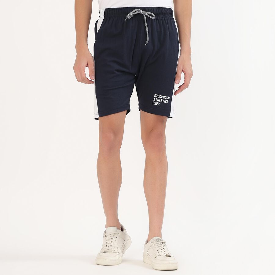 Men's Deep Navy Blue Regular Fit Sports Bermuda Shorts, Navy Blue, large