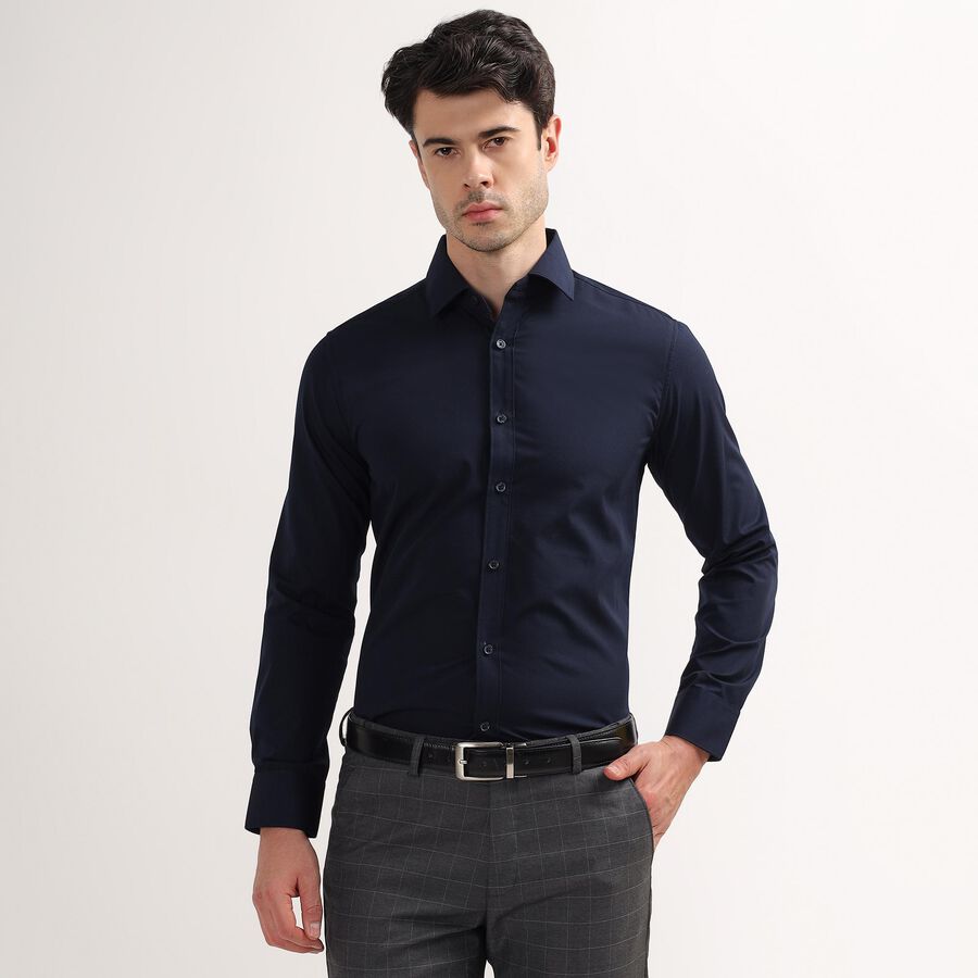 Men's Formal Shirt, Navy Blue, large image number null