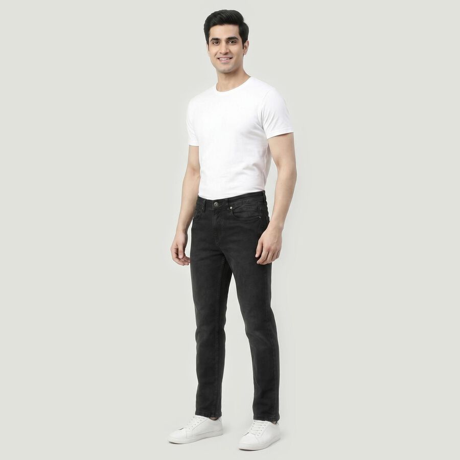 Men's Dark Grey Slim Fit Solid Jeans, गहरा ग्रे, large