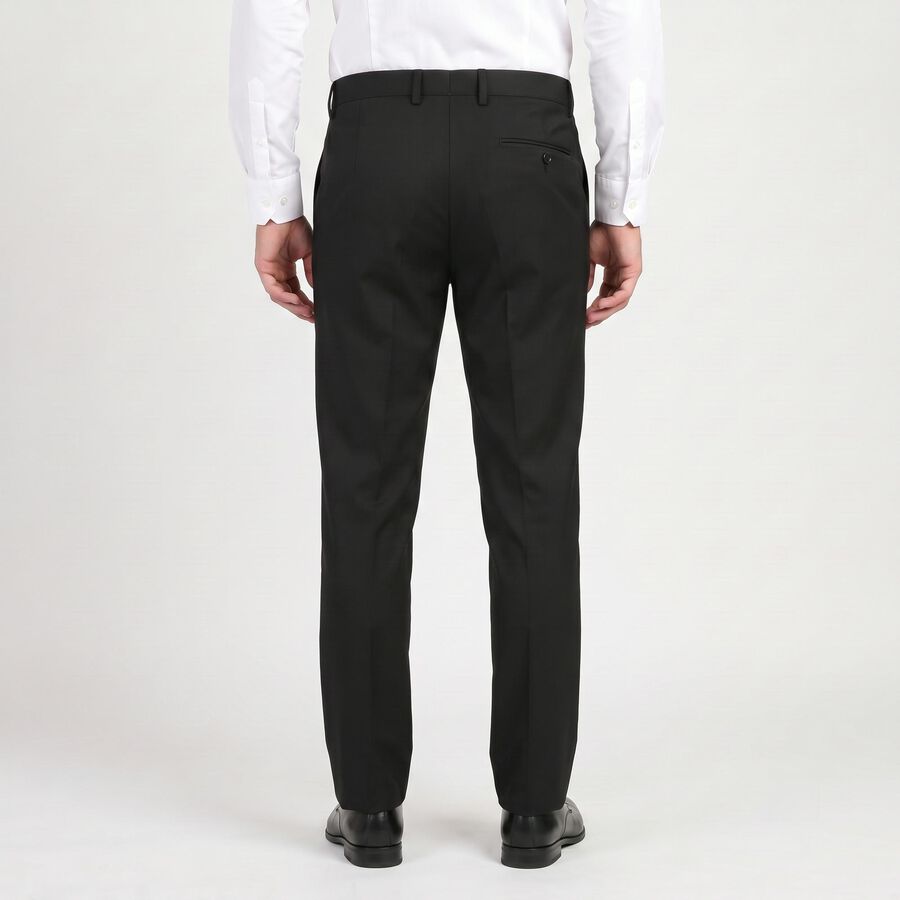 Men's Black Slim Fit Flat-Front Formal Trousers, Black, large