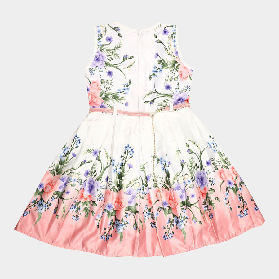 Girls All Over Print Frock, Off White, large image number null