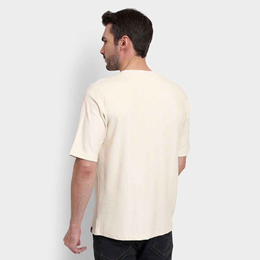 Men's Round Neck Half Sleeves T-Shirt , Off White, large image number null