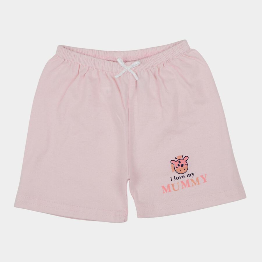 Infants Pink Cotton Half Pant, Light Pink, large