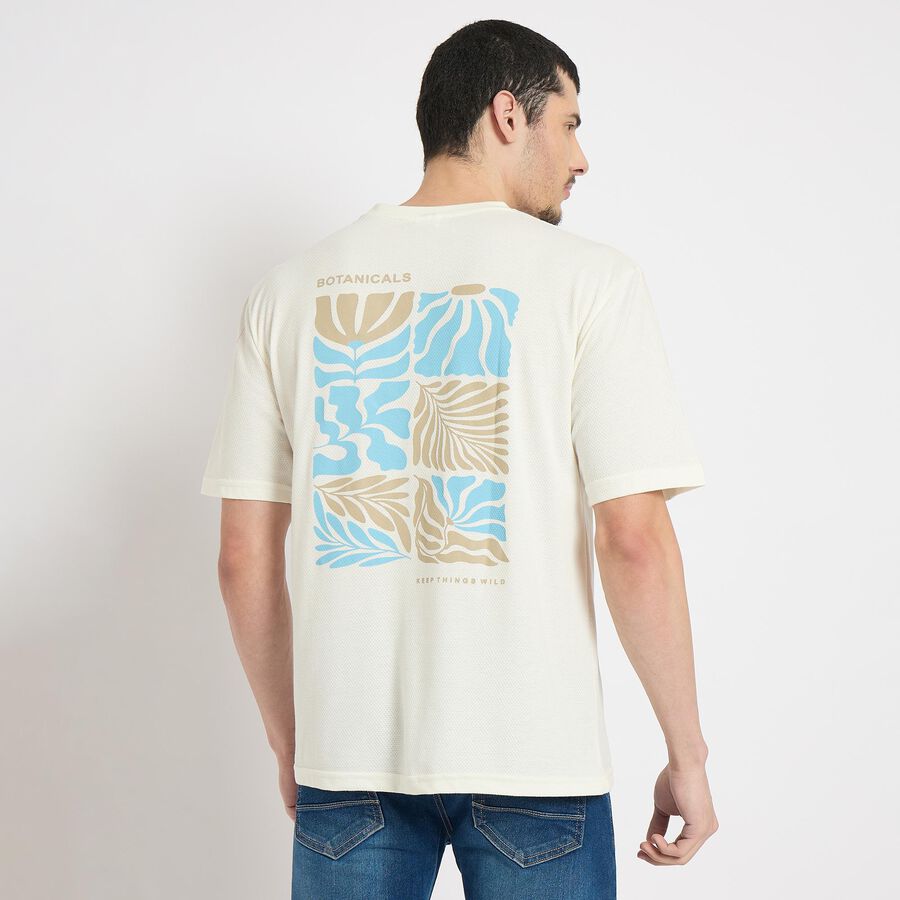 Men's Round Neck Half Sleeves T-Shirt , Off White, large