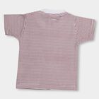Infant Bright Cherry Red Cotton Round Neck Casual T-Shirt, Red, small