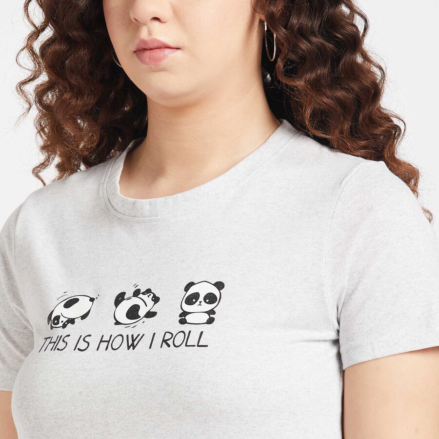 Round Neck T-Shirt, Ecru Melange, large image number null