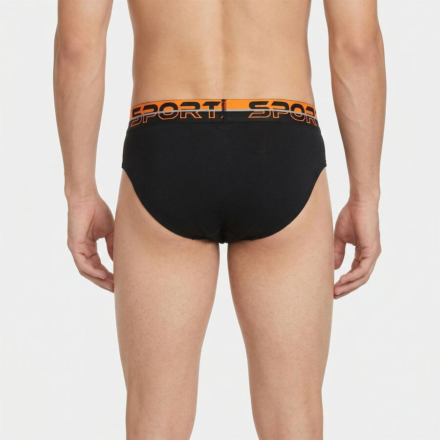 Men's Black Regular Fit Solid Briefs, Black, large