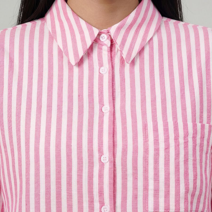 Women's Pink Classic Collar Classic Shirt, Pink, large