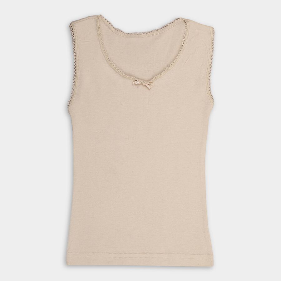 Girls' 100% Cotton Vest, Beige, large image number null