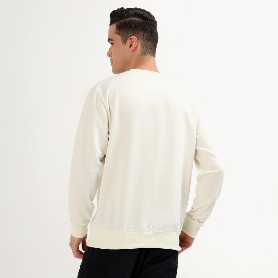 Men's Off-White Crew Neck Casual Sweatshirt, ऑफ व्हाइट, large image number null